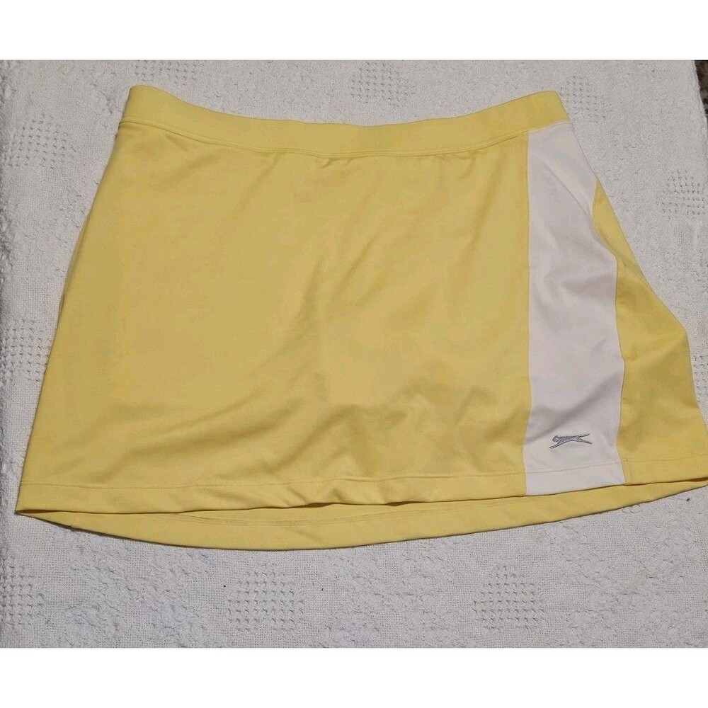 Slazenger Womens Tennis Golf Skort Size L Yellow White Colorblock Athletic Skirt